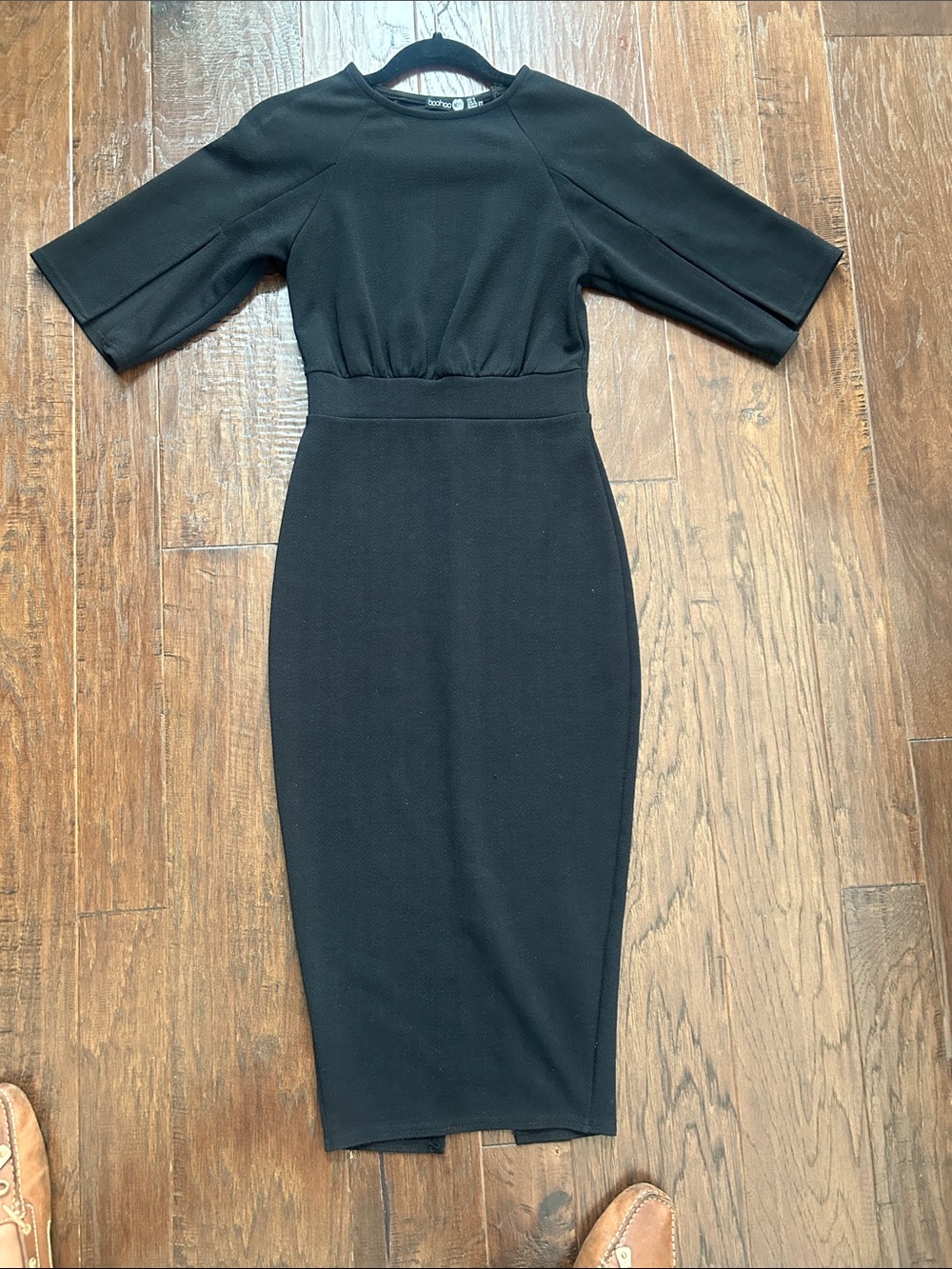 Boohoo Black Fitted Midi Sheath Dress